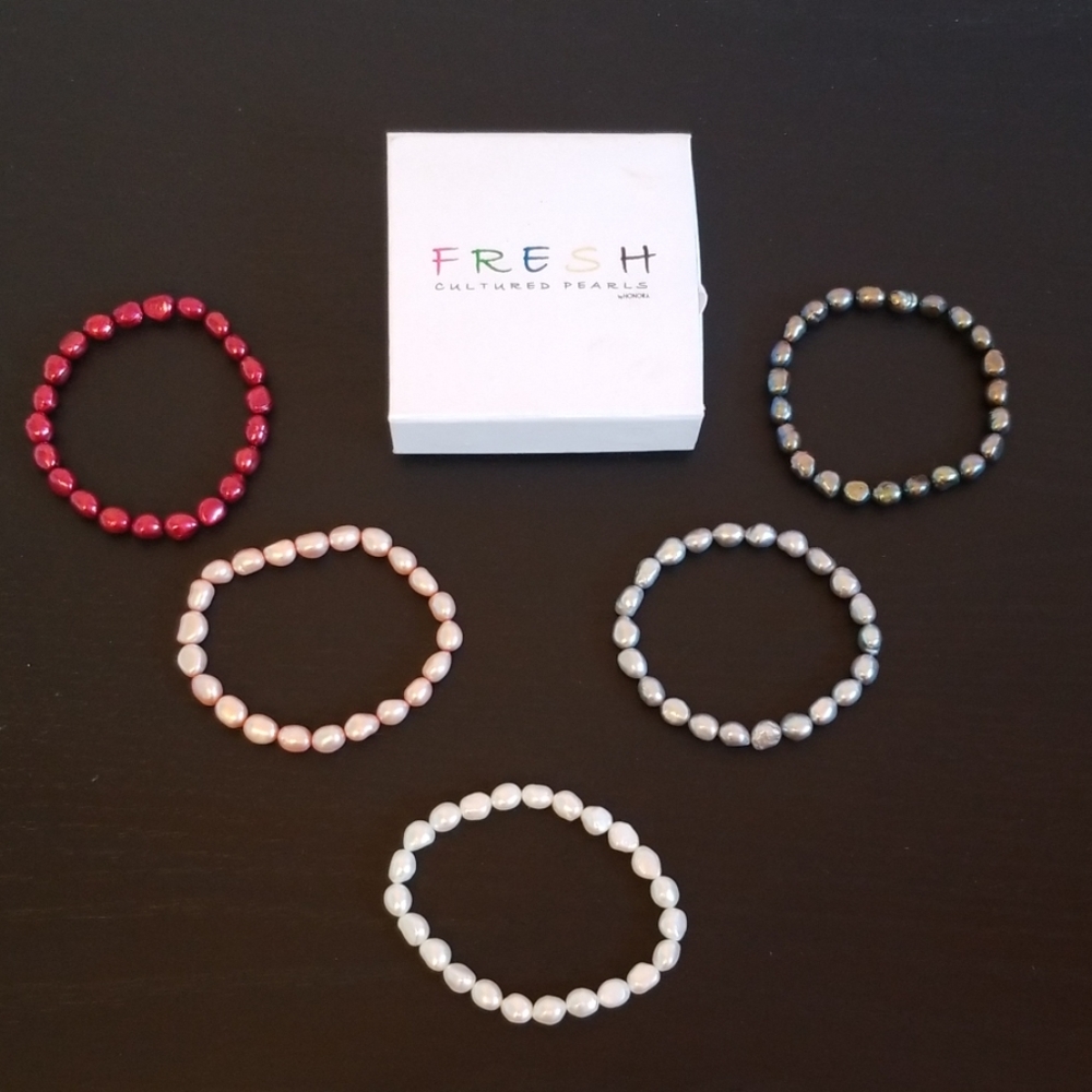HONORA set of 5 cultured pearl bracelets